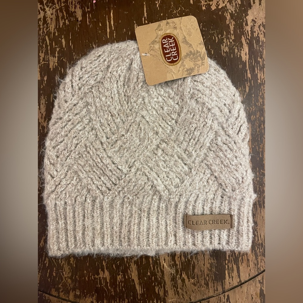 NEW Clear Creek Winter Knit Hat Beanie Light Brown Woven Cute Adult